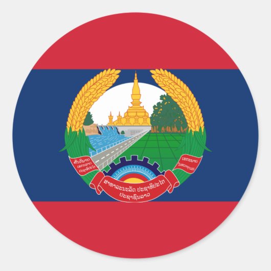 Laos Vlag & Embleem, Vlag van Laos Ronde Sticker (Voorkant)
