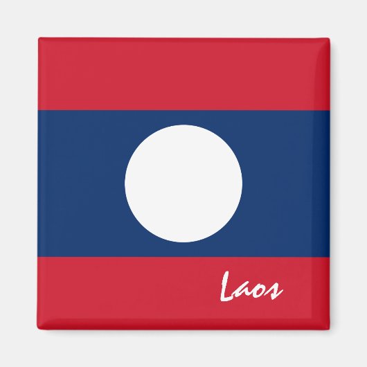 Laos vlag en Laos reizen, vakantie/sport Magneet (Voorkant)