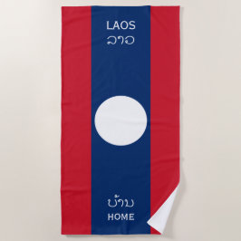 Laos Vlag en Tekst, Home Strandlaken