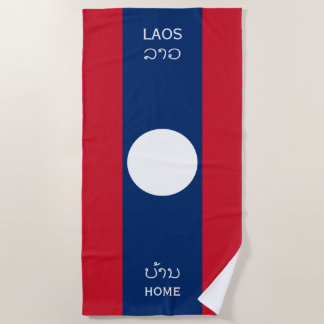 Laos Vlag en Tekst, Home Strandlaken