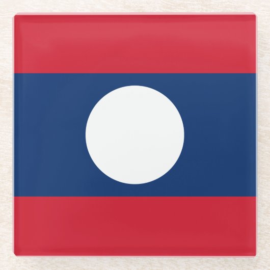 Laos Vlag Glazen Onderzetter (Voorkant)