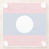 Laos Vlag Glazen Onderzetter (Achterkant)