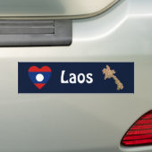 Laos Vlag Hart + Landkaart Bumpersticker (Op auto)