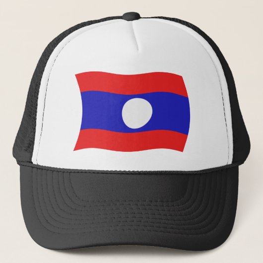 Laos Vlag Hoed Trucker Pet (Voorkant)