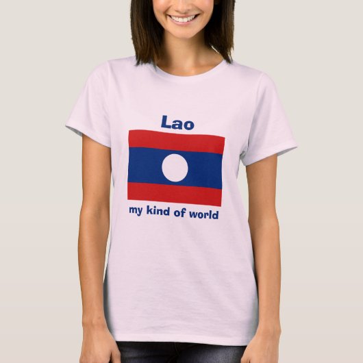 Laos Vlag + Kaart + Tekst T-Shirt (Voorkant)