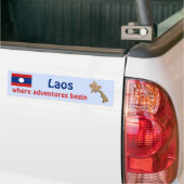 Laos Vlag + Landkaart Bumpersticker (Op Truck)