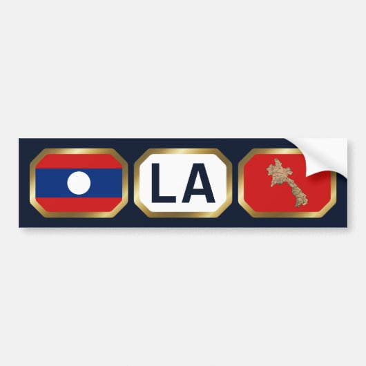 Laos Vlag Landkaart Code Bumpersticker (Voorkant)