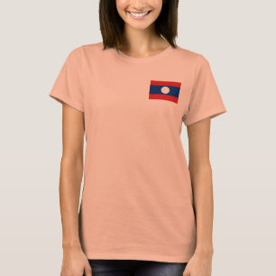 Laos Vlag + Landkaart T-Shirt