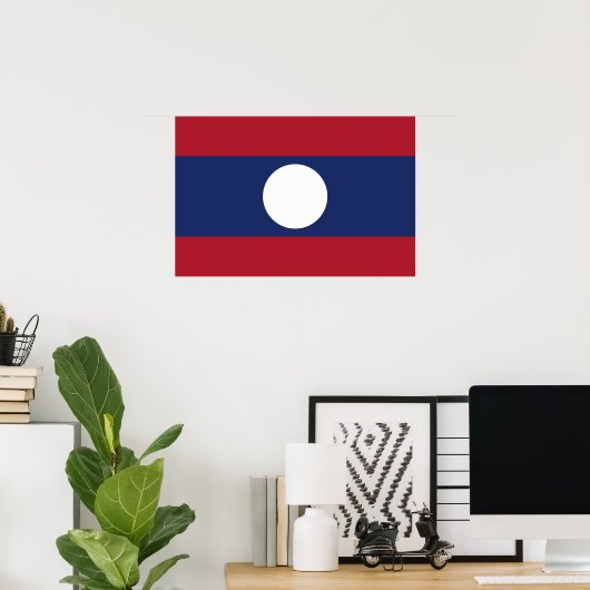 Laos vlag poster (Thuiskantoor)