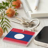 Laos Vlag Sleutelhanger (Voorkant Rechts)