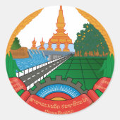 Laos Wapen Ronde Sticker (Voorkant)