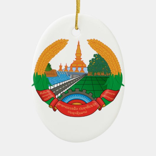 Laos-wapenschild Keramisch Ornament (Voorkant)