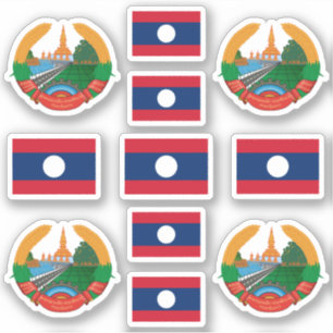 Laotiaanse nationale symbolen/wapenschild en vlag sticker