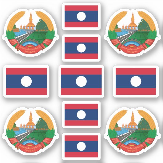 Laotiaanse nationale symbolen/wapenschild en vlag sticker (Voorkant)