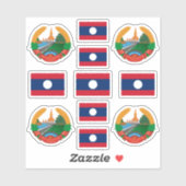 Laotiaanse nationale symbolen/wapenschild en vlag sticker (Vel)