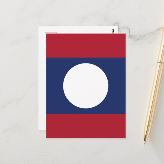 Laotiaanse vlag briefkaart (Voorkant / Achterkant in situ)
