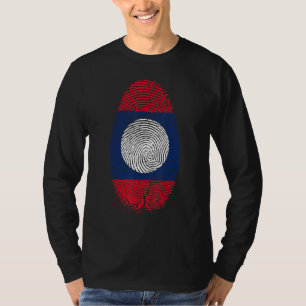 Laotiaanse Vlag Vingerafdruk Het Zit In Mijn Dna V T-shirt