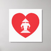 Laotian Erawan 3 Headed Elephant Heart Flag Canvas Afdruk (Voorkant)