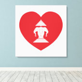 Laotian Erawan 3 Headed Elephant Heart Flag Canvas Afdruk (Insitu (Houten vloer))