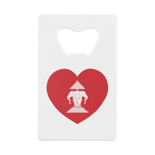 Laotian Erawan 3 Headed Elephant Heart Flag Creditkaart Flessenopener (Voorkant)