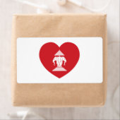 Laotian Erawan 3 Headed Elephant Heart Flag Etiket (Insitu)