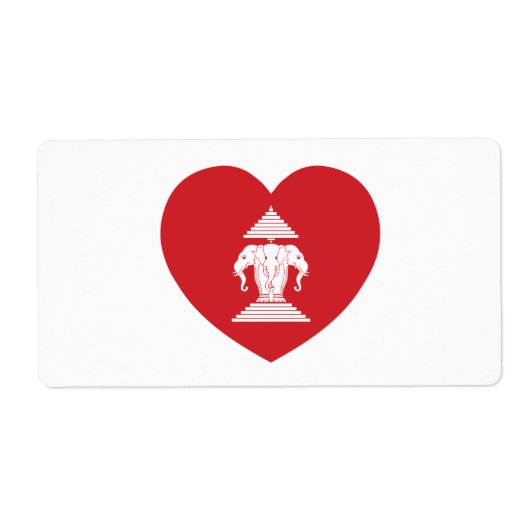Laotian Erawan 3 Headed Elephant Heart Flag Etiket (Voorkant)