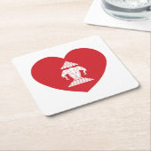 Laotian Erawan 3 Headed Elephant Heart Flag Kartonnen Onderzetters (Schuin)