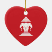 Laotian Erawan 3 Headed Elephant Heart Flag Keramisch Ornament (Achterkant)
