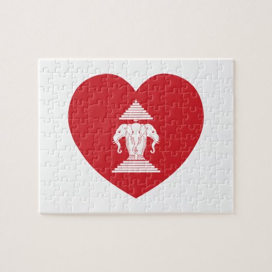 Laotian Erawan 3 Headed Elephant Heart Flag Legpuzzel (Horizontaal)