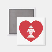 Laotian Erawan 3 Headed Elephant Heart Flag Magneet (Voorkant / Achterkant)