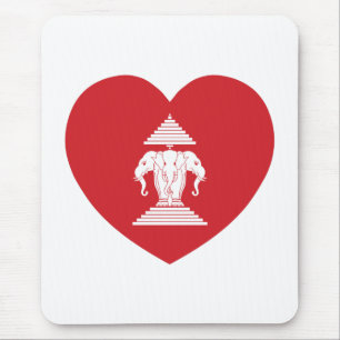 Laotian Erawan 3 Headed Elephant Heart Flag Muismat