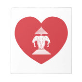 Laotian Erawan 3 Headed Elephant Heart Flag Notitieblok (Voorkant)