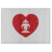 Laotian Erawan 3 Headed Elephant Heart Flag Snijplank (Voorkant)