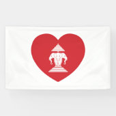 Laotian Erawan 3 Headed Elephant Heart Flag Spandoek (Horizontaal)
