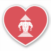 Laotian Erawan 3 Headed Elephant Heart Flag Sticker (Voorkant)