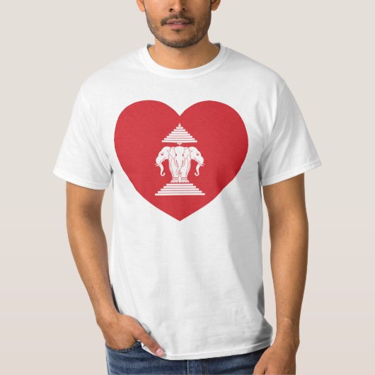 Laotian Erawan 3 Headed Elephant Heart Flag T-shirt (Voorkant)