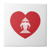 Laotian Erawan 3 Headed Elephant Heart Flag Tegeltje (Voorkant)