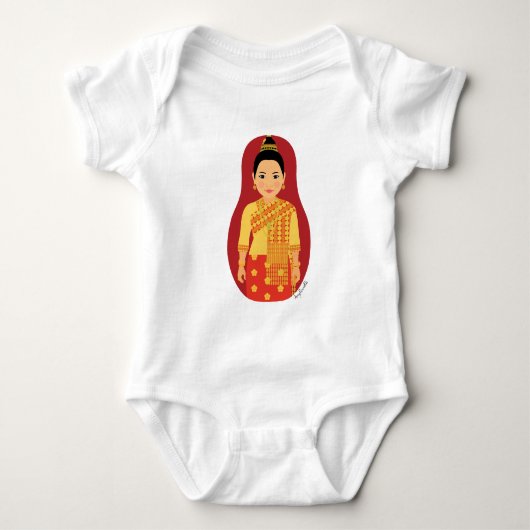Laotian (Red) Matryoshka Baby Bodysuit (Voorkant)