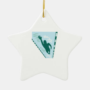 Lap Swimmer Keramisch Ornament