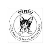 Laperm Cat familie retouradres Rubberstempel (Afrduk)