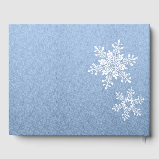 Lapis Blauw Zilver Grijs Sneeuwvlok Winter Bruilof Gastenboek (Achterkant)