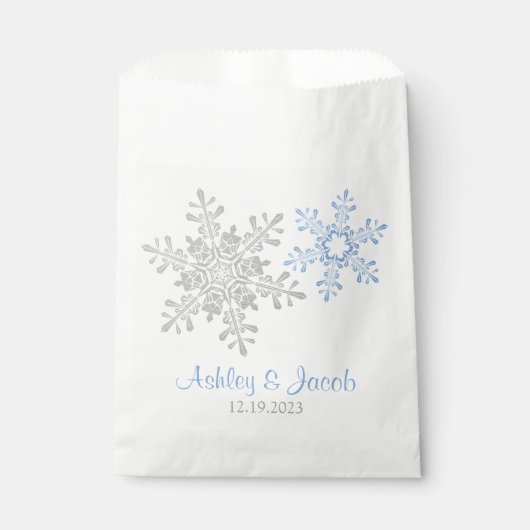 Lapis Blauw Zilver Sneeuwvlok Winter Bruiloft Bedankzakje (Voorkant)