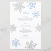 Lapis Blauw Zilver Sneeuwvlok Winter Bruiloft Menu (Voorkant)