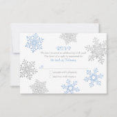 Lapis Blauw Zilver Sneeuwvlok Winter Bruiloft RSVP (Voorkant)