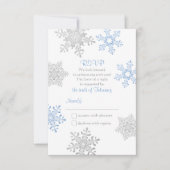 Lapis Blauw Zilver Winter Sneeuwvlok Bruiloft RSVP (Voorkant)
