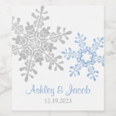 Lapis Blauw Zilveren Sneeuwvlok Bruiloft Wijn Etiket (Enkel label)
