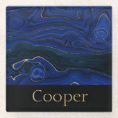 Lapis Blue Agate Swirls Personalized Glazen Onderzetter (Voorkant)
