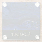 Lapis Blue Agate Swirls Personalized Glazen Onderzetter (Achterkant)