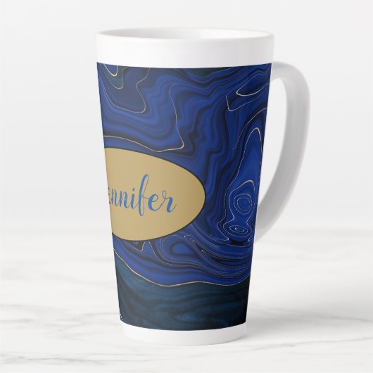 Lapis Blue Agate Swirls Personalized Latte Mok (Rechterhoek)
