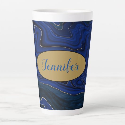 Lapis Blue Agate Swirls Personalized Latte Mok (Voorkant)